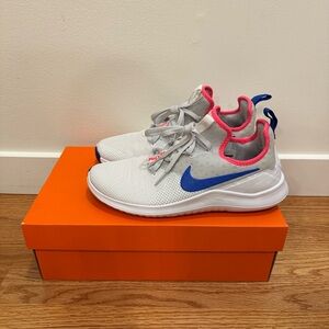 EUC Nike Free TR8 Training Sneaker, Platinum/Racer Blue/Hot Pink, Women’s 8.5